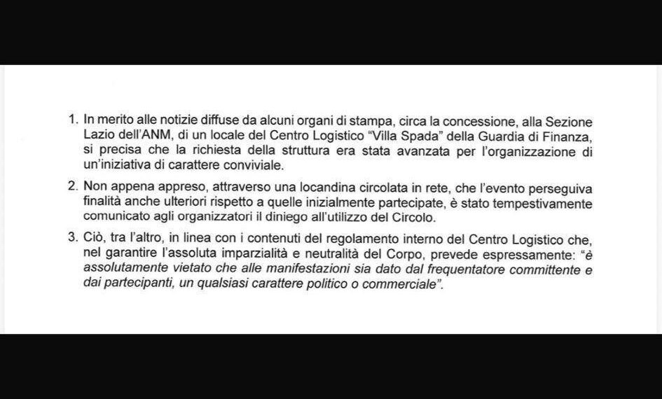 Referendum, Gasparri: “Anm non ha detto la verità è vista negare spazio circolo Gdf”